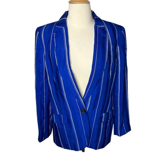 J.Crew Collection Alfie Blazer Striped Jacquard Blue Size 6 BP794 - Picture 3 of 13